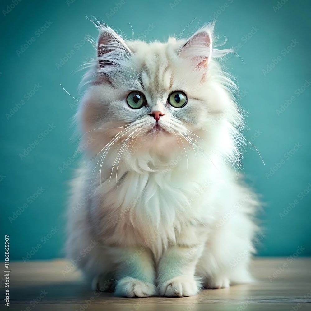 A cute persian cat sitting on colorful background A cute persian cat sitting on colorful background