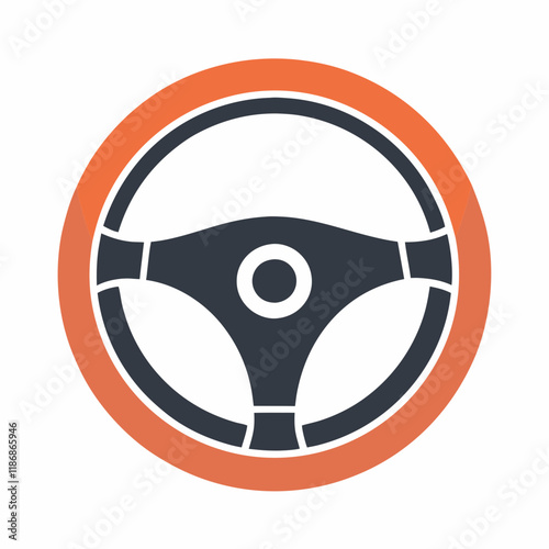 Minimal Car Steering Wheel vector logo Icon.