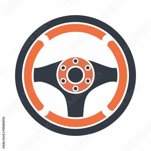 Minimal Car Steering Wheel vector logo Icon.