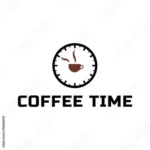 Obraz na płótnie Simple coffee time flat logo illustration. w salonie
