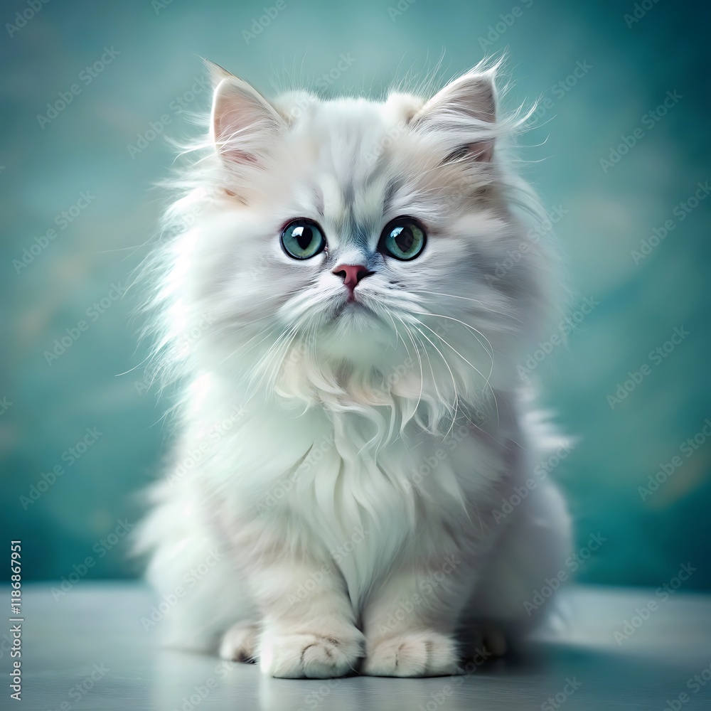 A cute persian cat sitting on colorful background A cute persian cat sitting on colorful background
