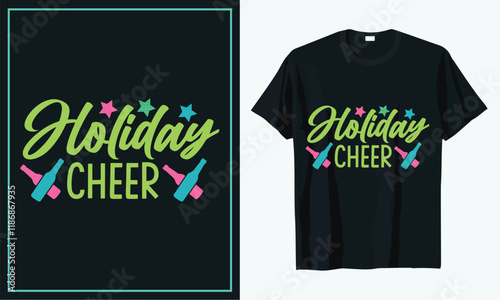 Holiday cheer t shirt design, t shirt design concept, t shirt design template