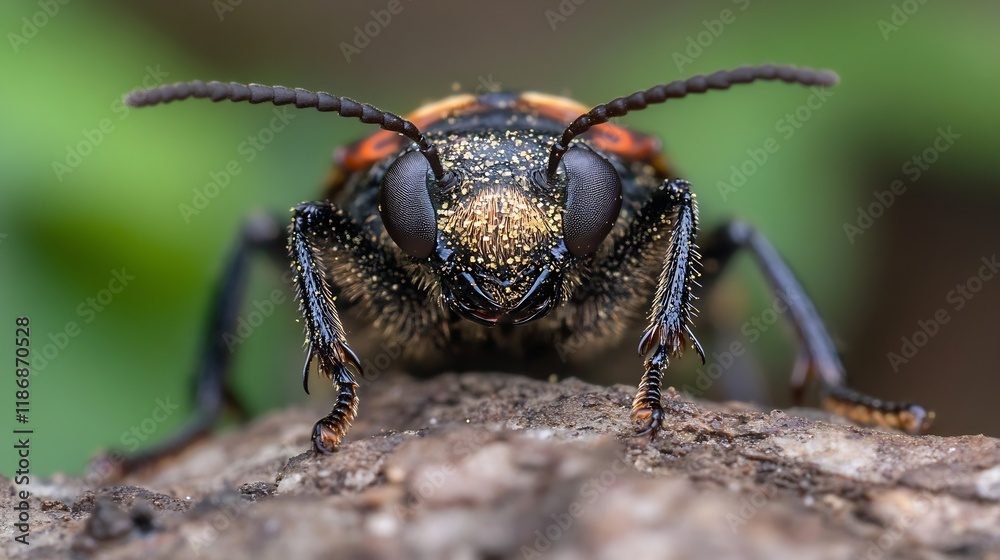 Close Up of Glittering Insect with Detailed Texture on Natural Background : Generative AI Close Up of Glittering Insect with Detailed Texture on Natural Background : Generative AI