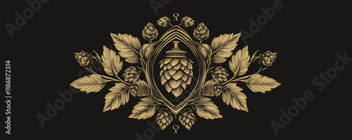 Heritage logo design for a brewery featuring hops and floral elements in an elegant style