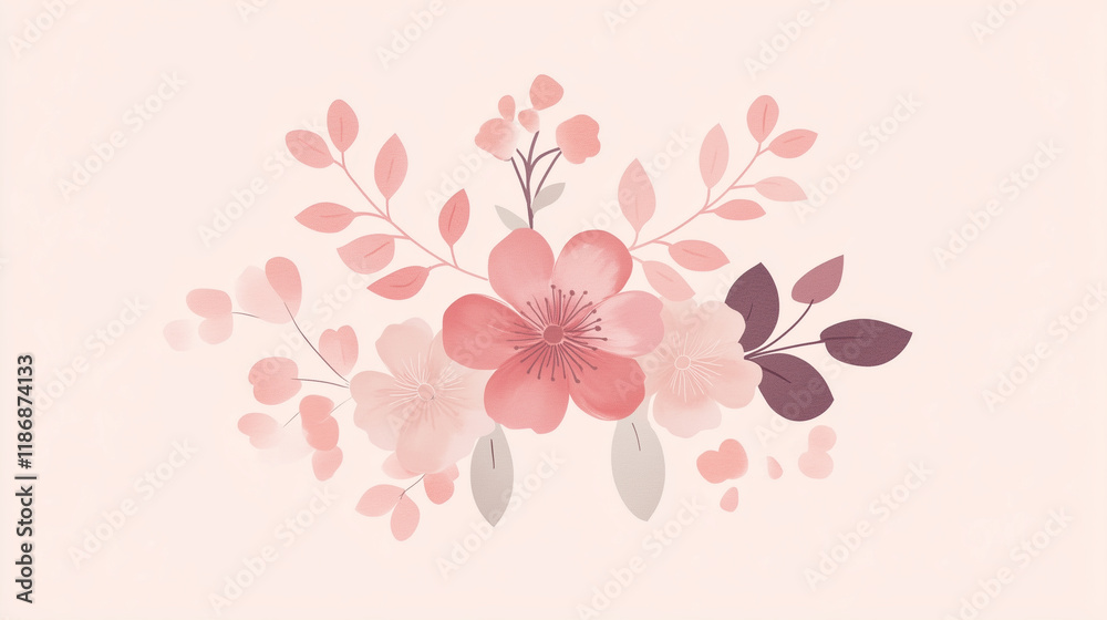 Fototapeta premium Natural logo design featuring floral elements and soft colors ideal for a florist business promoting elegance and beauty
