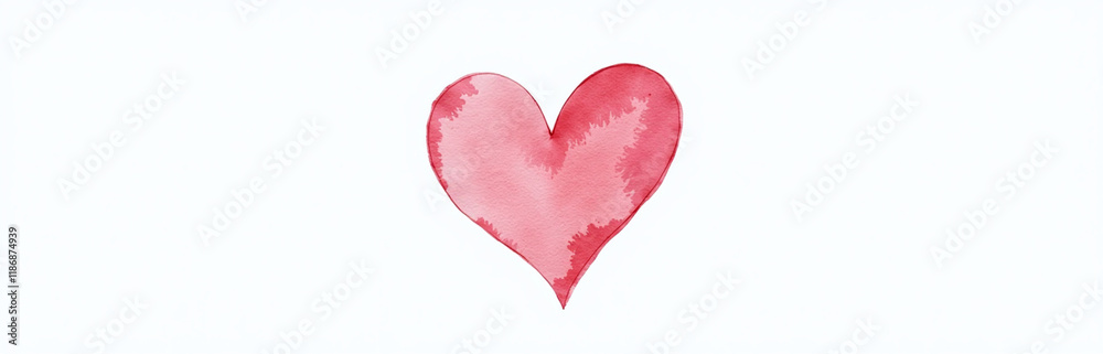 Fototapeta premium A Small Colorful Watercolor Heart Is Isolated On A Plain White Background With No Additional Design Elements Nearby. 00002