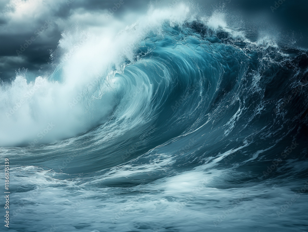 Obraz premium Powerful Ocean Waves in Stormy Sea: A Symbol of Strength and Emotion