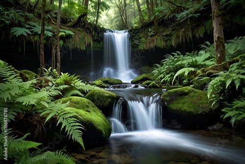 waterfalls in a forest