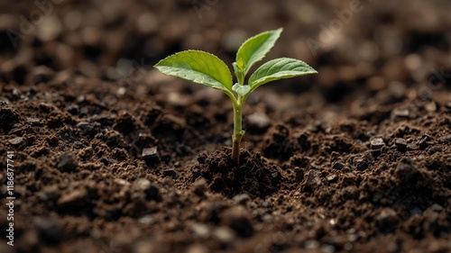 Breaking Through the Soil Close-up of a small plant