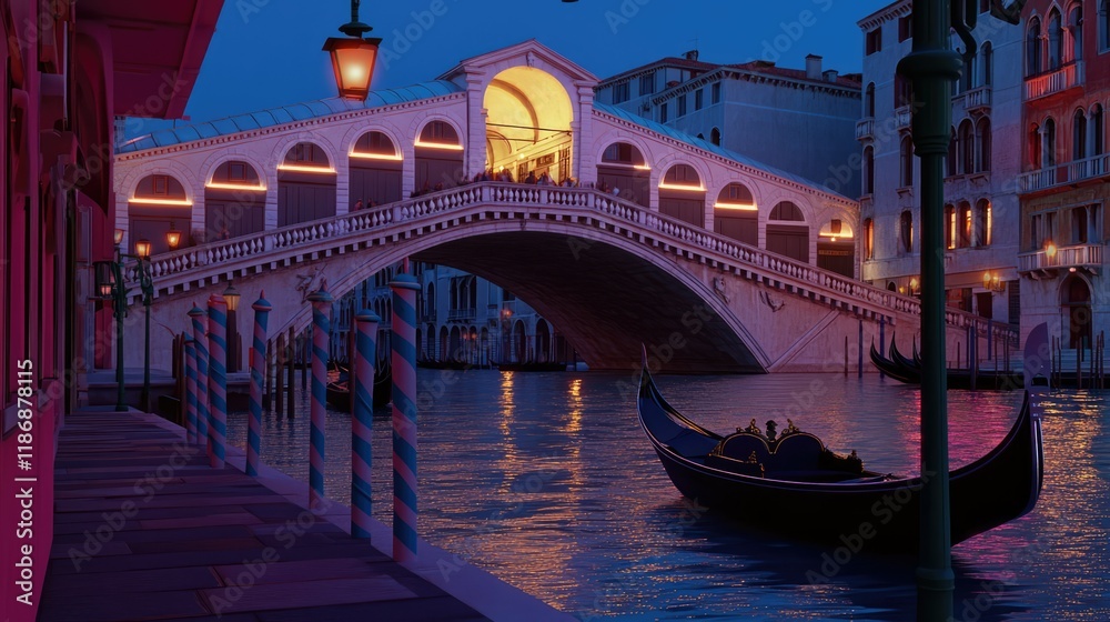 Naklejka premium Die Rialtobrücke im nächtlichen Glanz