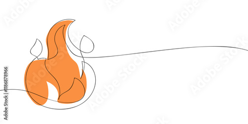 Minimalistic vase drawn in continuous one-line style on white background. Modern line art illustration for design and print in color. Abstract and decor concept.