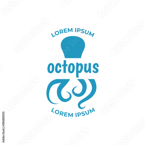 Octopus logo design, Seafood logo illustration template.