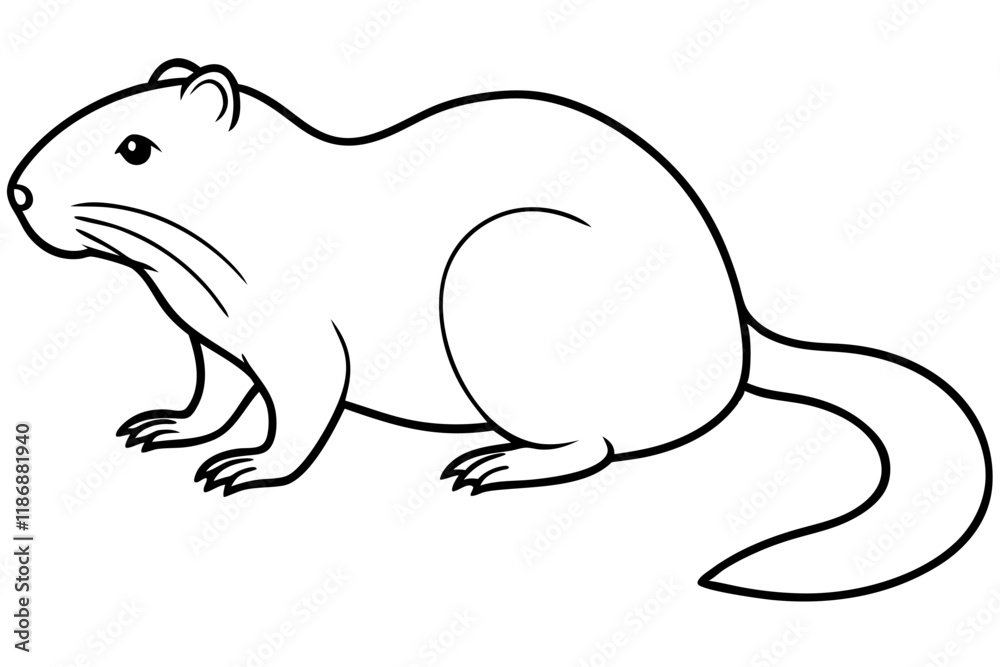 Obraz premium beaver silhouette line art vector illustration with a white background