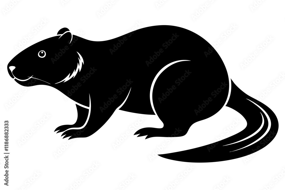 beaver silhouette line art vector illustration with a white background beaver silhouette line art vector illustration with a white background