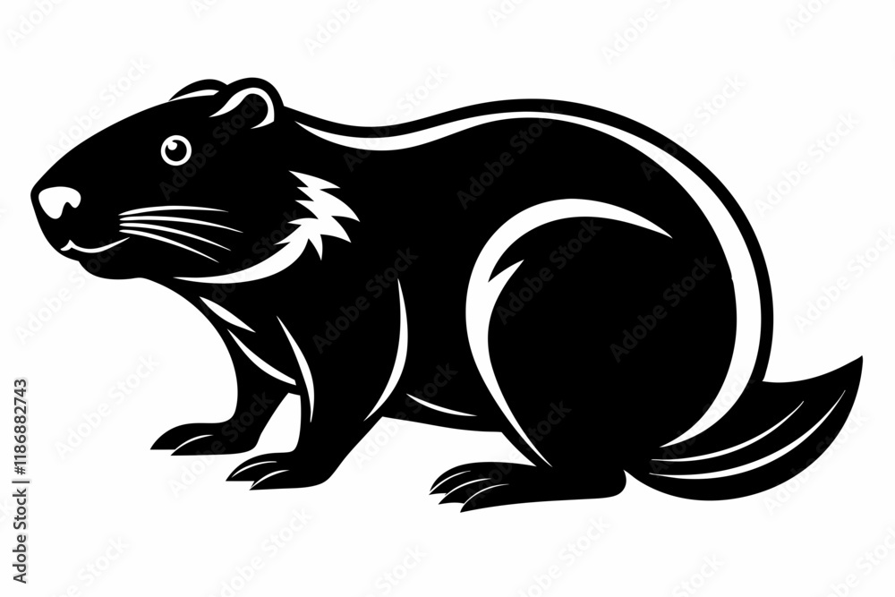 beaver silhouette line art vector illustration with a white background beaver silhouette line art vector illustration with a white background