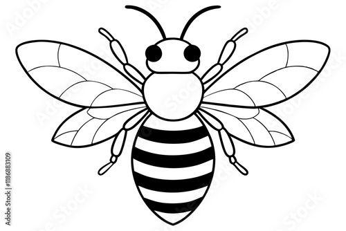 bee silhouette line art vector illustration with a white background