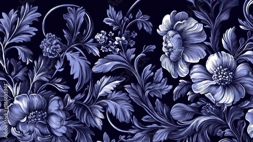 Wallpaper Mural Hand-Drawn Baroque Floral Damask: Elegance in Every Detail Torontodigital.ca