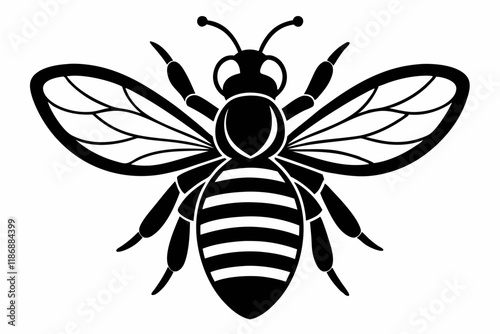 bee silhouette line art vector illustration with a white background