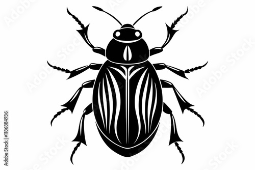 beetle silhouette line art vector illustration with a white background