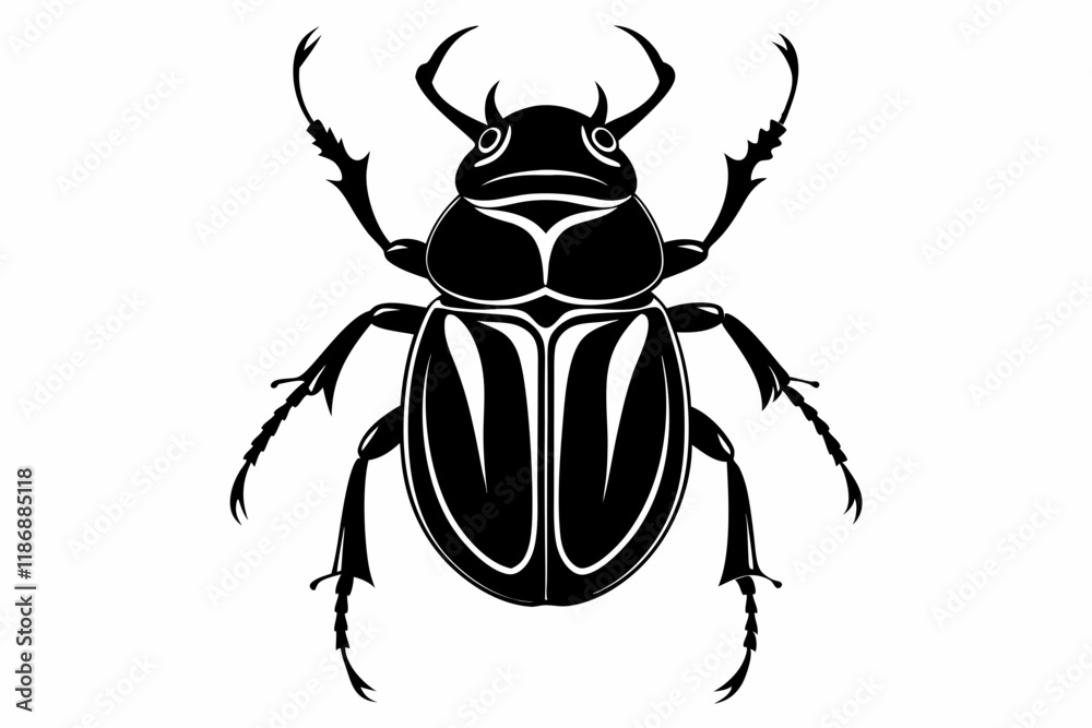 beetle silhouette line art vector illustration with a white background beetle silhouette line art vector illustration with a white background