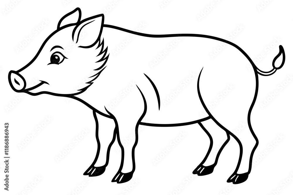 Fototapeta premium boar silhouette line art vector illustration with a white background
