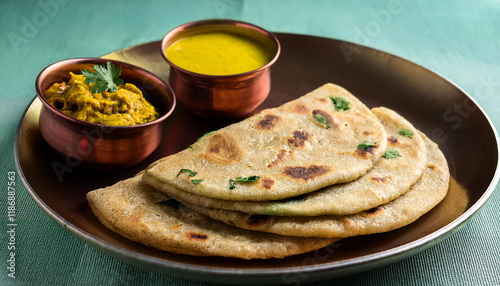 sattu ka paratha filled channa dal flour paratha served with mango pickle and curd or dahi