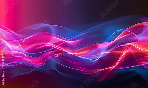 A dynamic abstract with intertwined neon light waves, radiating energy and a futuristic vibe