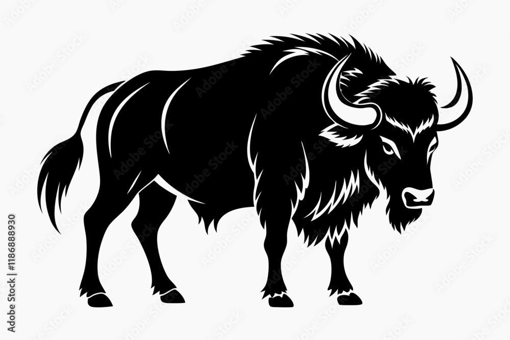 buffalo silhouette line art vector illustration with a white background buffalo silhouette line art vector illustration with a white background