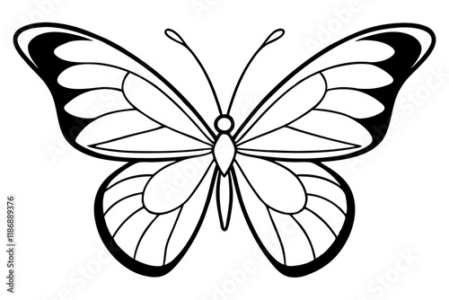 butterfly silhouette line art vector illustration with a white background