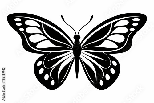 butterfly silhouette line art vector illustration with a white background