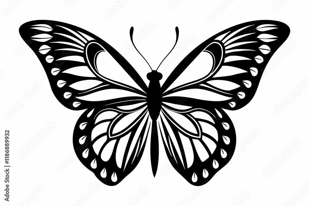 Fototapeta premium butterfly silhouette line art vector illustration with a white background