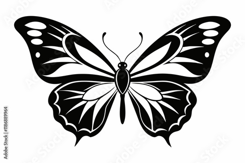butterfly silhouette line art vector illustration with a white background