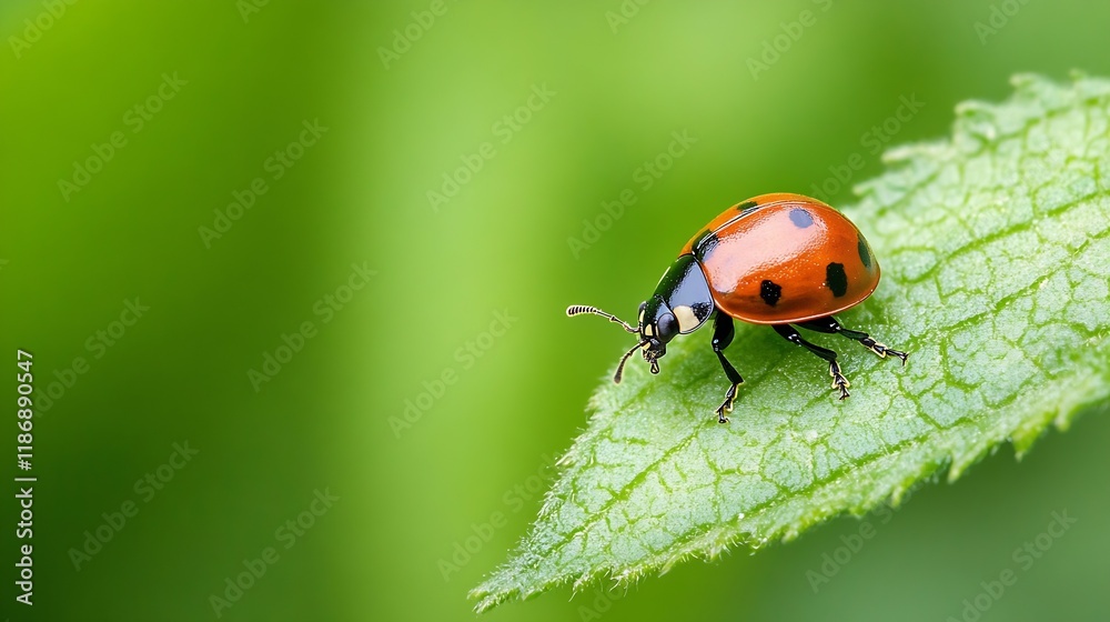 Vivid Closeup of a Ladybug on Leaf with Vibrant Green Background for Nature and Insect Lovers : Generative AI Vivid Closeup of a Ladybug on Leaf with Vibrant Green Background for Nature and Insect Lovers : Generative AI