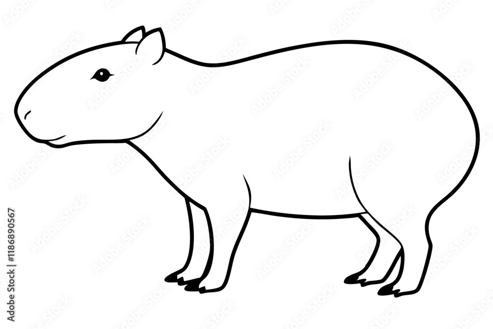 Obraz premium capybara silhouette line art vector illustration with a white background
