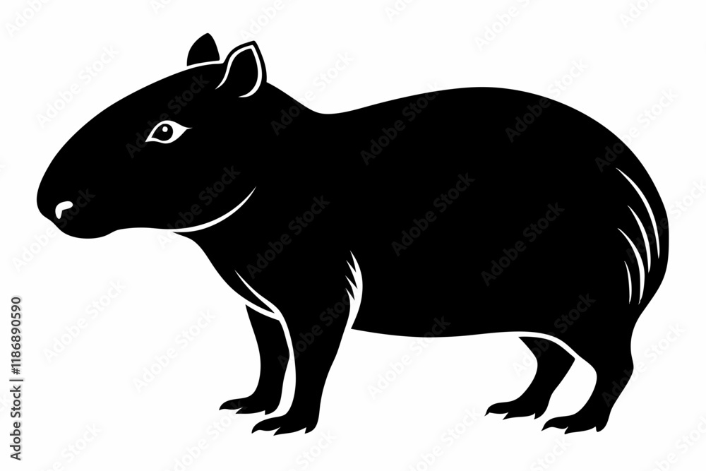 Obraz premium capybara silhouette line art vector illustration with a white background