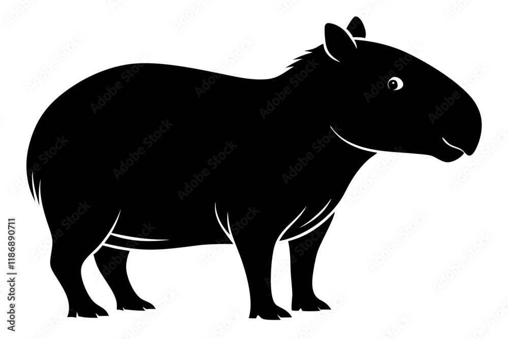 Fototapeta premium capybara silhouette line art vector illustration with a white background