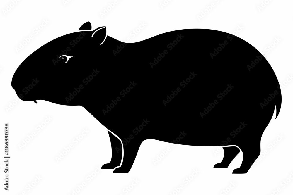 Obraz premium capybara silhouette line art vector illustration with a white background