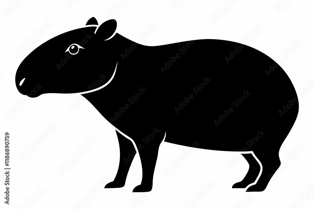Obraz premium capybara silhouette line art vector illustration with a white background