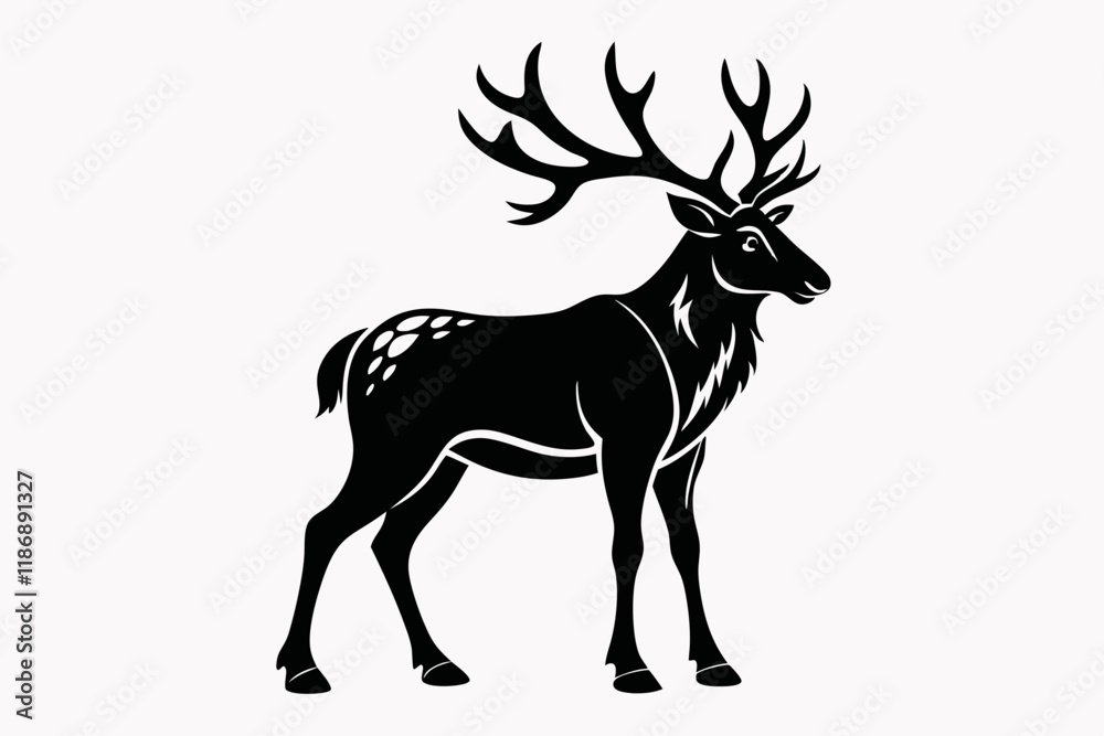 Fototapeta premium caribou silhouette line art vector illustration with a white background