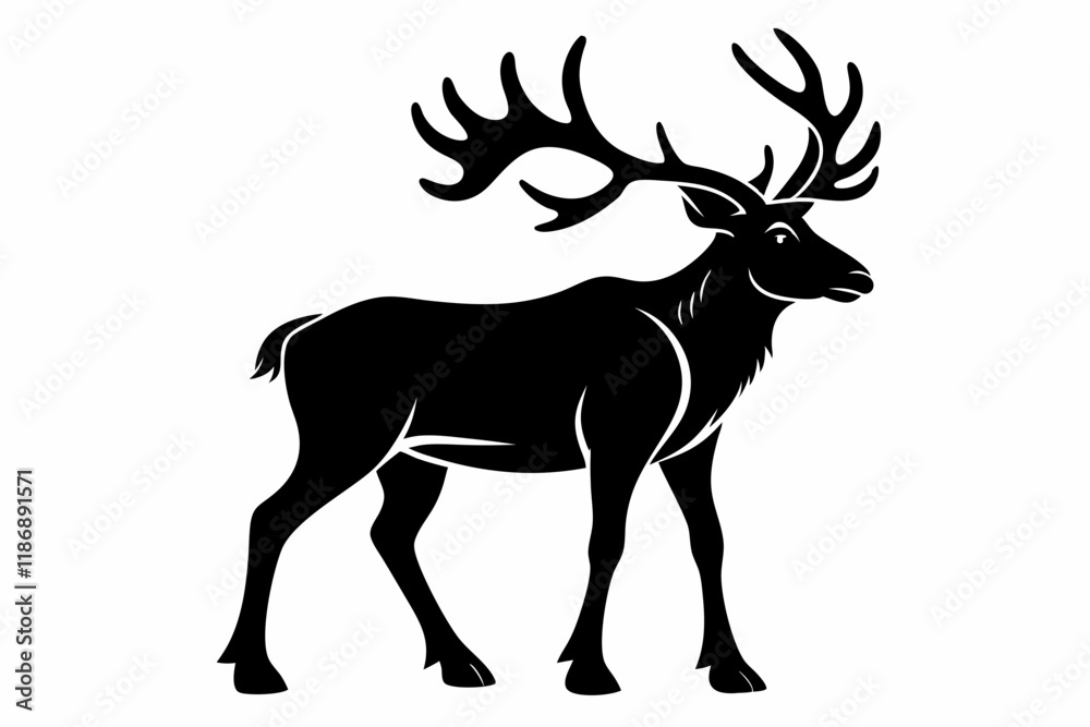 Fototapeta premium caribou silhouette line art vector illustration with a white background
