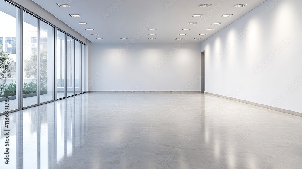 Modern Empty Interior Space with Large Windows and Sleek Lighting : Generative AI Modern Empty Interior Space with Large Windows and Sleek Lighting : Generative AI