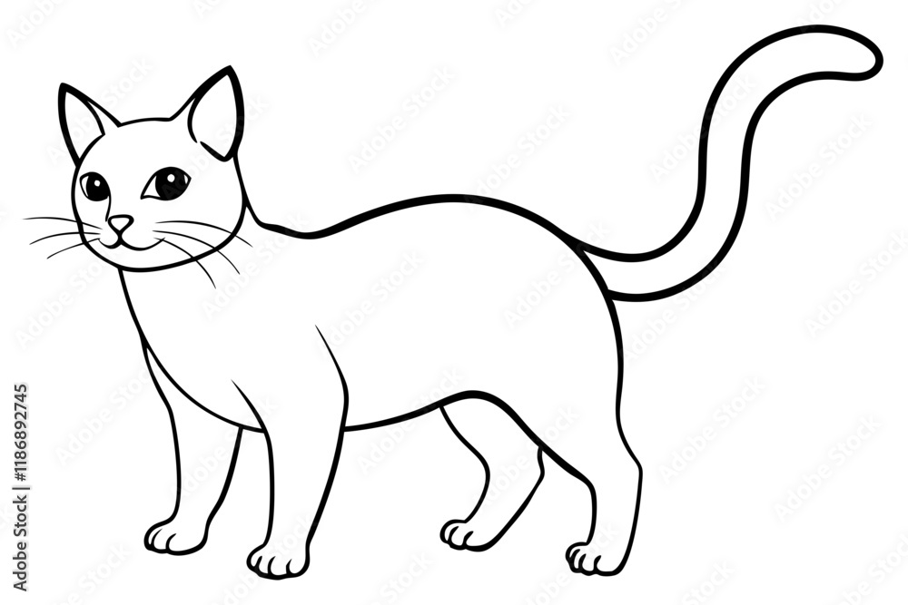 Fototapeta premium cat silhouette line art vector illustration with a white background