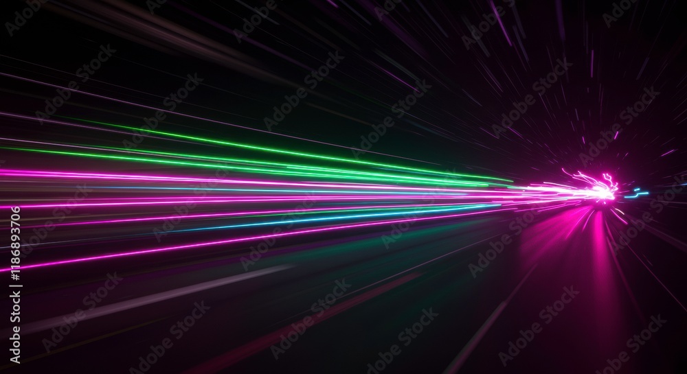 Light Speed Burst: Vibrant neon streaks of green, pink, and white radiate outwards against a dark backdrop, creating a sense of dynamic motion and high energy. Light Speed Burst: Vibrant neon streaks of green, pink, and white radiate outwards against a dark backdrop, creating a sense of dynamic motion and high energy.