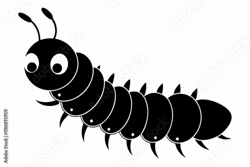 caterpillar silhouette line art vector illustration with a white background