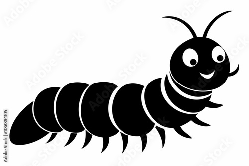 caterpillar silhouette line art vector illustration with a white background