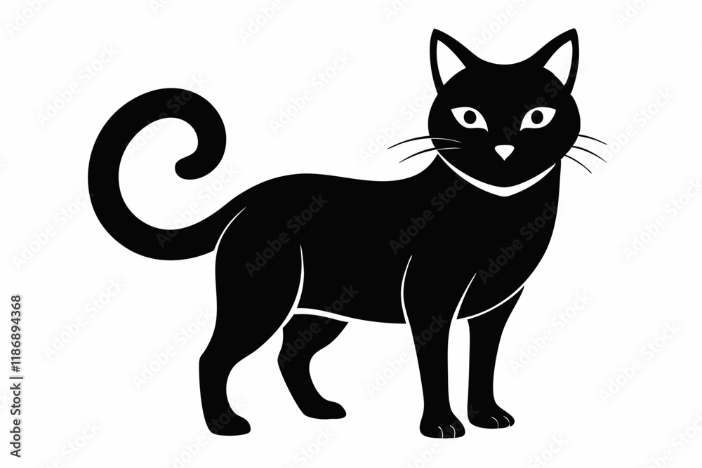 cat silhouette line art vector illustration with a white background cat silhouette line art vector illustration with a white background