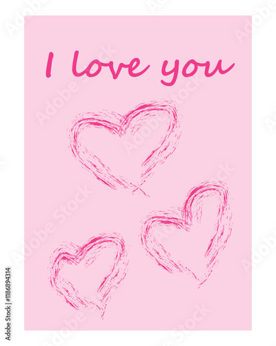 Valentine postcard. Banner. I love you. Vector illustration
