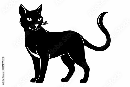 cat silhouette line art vector illustration with a white background