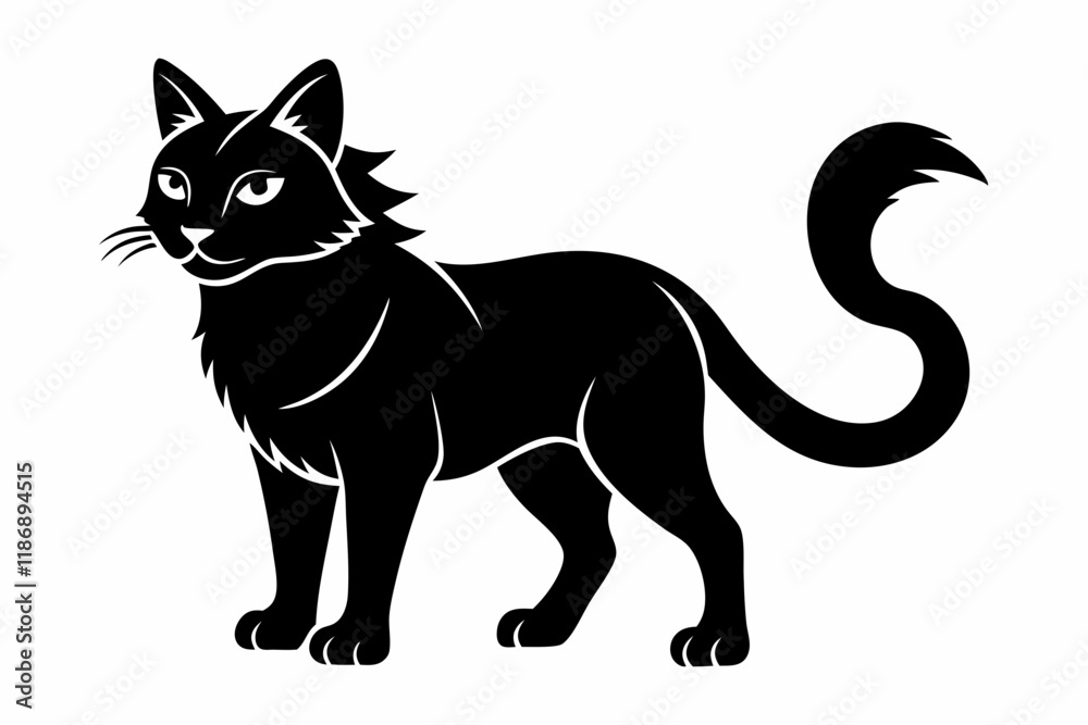 cat silhouette line art vector illustration with a white background cat silhouette line art vector illustration with a white background