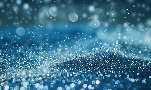 The deep blue gradient is illuminated with scattered silver glitter, mimicking a serene, starry sky